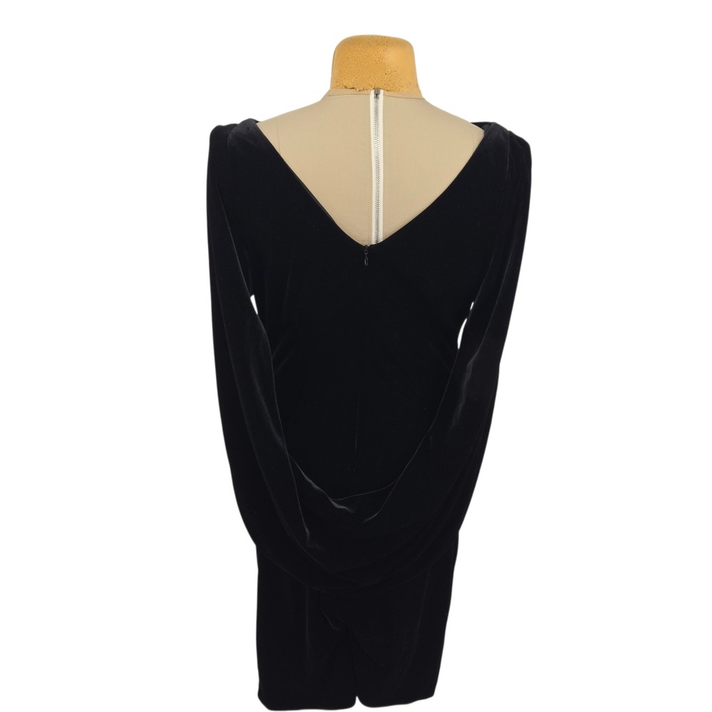 Betsy Adam Velvet Cocktail Dress 16 Black Capelet Evening Gown Dark Romantic - Picture 4 of 16